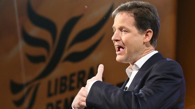 Deputy Prime Minister Nick Clegg talks to party activists in Brighton.