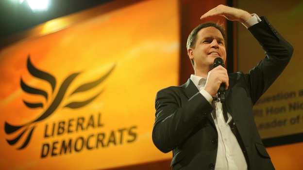 Nick Clegg addresses party members in Brighton on Saturday.