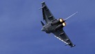 Britain's new fighter jet, The Typhoon, flies through sky during a past military exercise