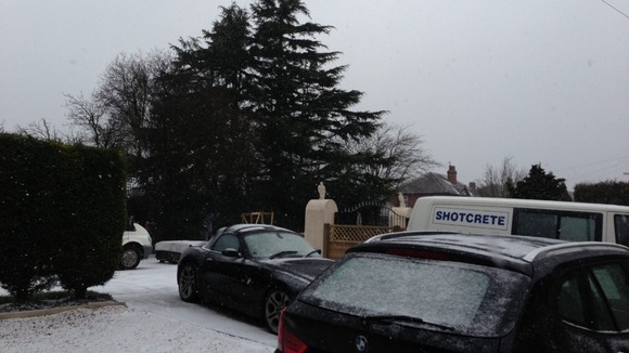 Snow in Staffordshire this morning