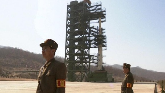 The rocket in North Korea ahead of its launch