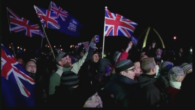 Flags flew with many dressing up in red white and blue