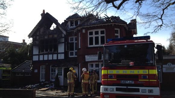 Buckholme Towers School with the roof destroyed