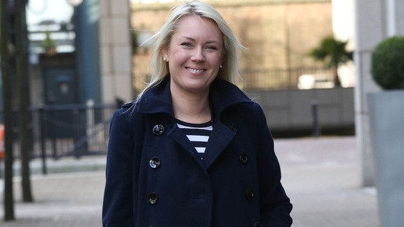 Stella English arrives at East London Tribunal Courts