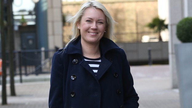 Stella English arrives at East London Tribunal Courts