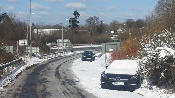 Cars abandoned off the A23