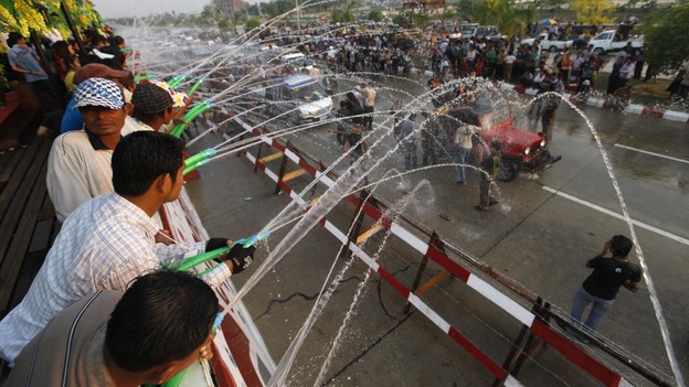 Locals celebrate Thingyan in Naypyitaw, Burma yesterday