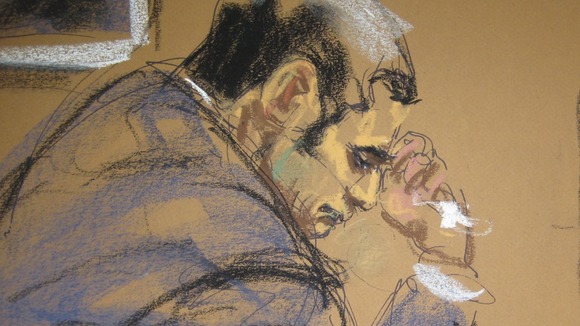 A courtroom sketch of Gilberto Valle, dubbed the 'cannibal cop' by local media.