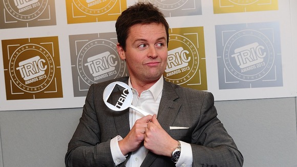 One half of Ant and Dec - Declan Donnelly - pictured with their Television Personality of the Year award.