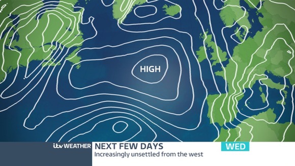 Pressure chart across the region