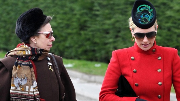 Princess Anne and Zara Phillips arrive for Ladies Day at the 2013 Cheltenham Festival 