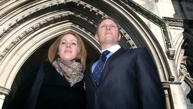 SAS sniper Sergeant Danny Nightingale with his wife Sally outside court today.