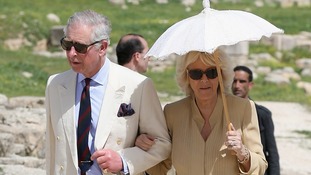 The Prince of Wales and Duchess of Cornwall visit the ancient Roman ruins of Jaresh in Jordan.