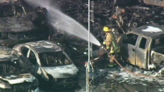 Emergency workers at the scene of the crash