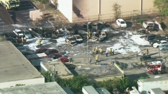 Emergency workers at the scene of the crash