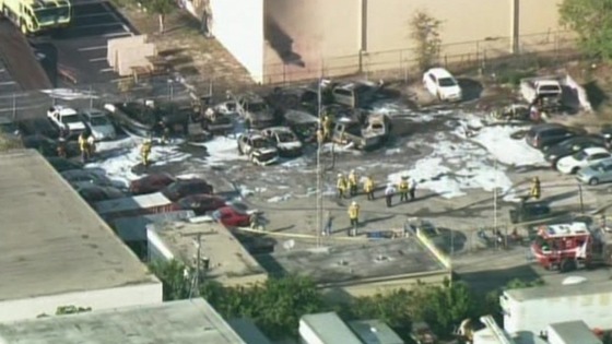 Emergency workers at the scene of the crash