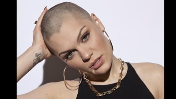 Jessie J pictured with her newly shaved head.