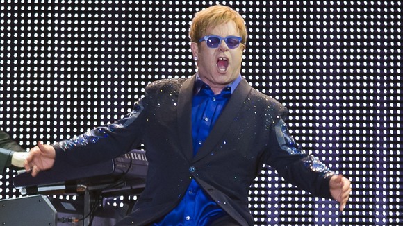 Sir Elton John pictured performing at Sao Jose Stadium in Brazil earlier this month.