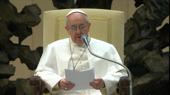 Pope Francis addressing the media