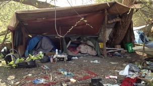 The UK Border Agency says its working with Northampton Borough Council to deal with camps set up by homeless migrants in the town