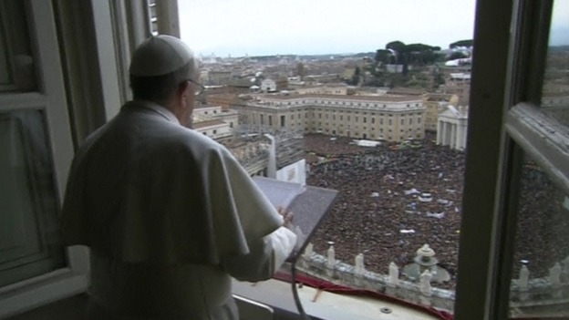 Pope Francis addressing the crowd in St Peter's Square