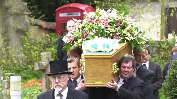 The funeral of Terry Lloyd at St Nicholas Church in Cuddington, Buckinghamshire