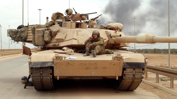 An American tank, similar to this one, started opening fire on the convoy