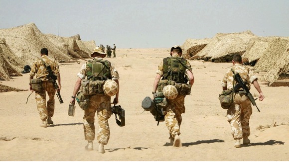 British soldiers camped near the Kuwaiti border with Iraq just days before the invasion