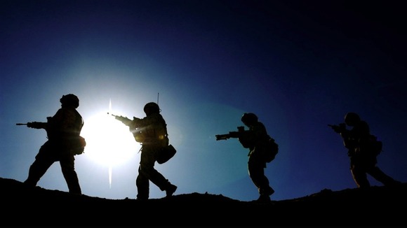 British troops training in the Kuwait desert just days before the invasion of Iraq