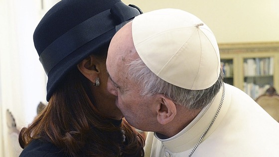 Pope Francis greets Argentina's President, Cristina Fernandez de Kirchner at the Vatican