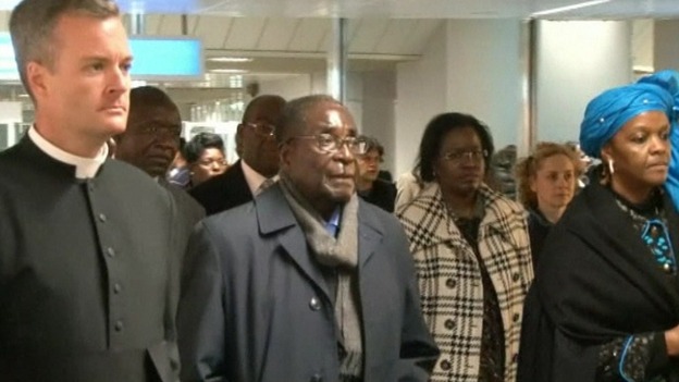 Mugabe and his wife Grace arrived at Rome airport
