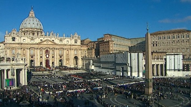 Crowds gather outside the Vatican