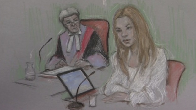 Court illustration of Joss Stone giving evidence at Exeter Crown Court today