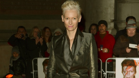 Tilda Swinton arriving at the David Bowie Is exhibition
