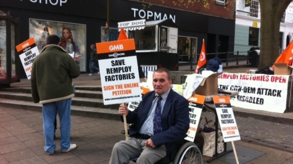 Remploy workers are protesting against factory closures