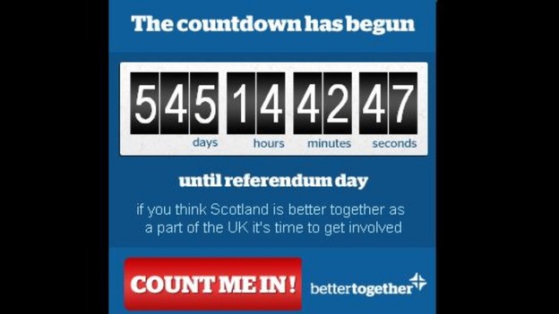 The Better Together campaign has created a countdown clock to the referendum.