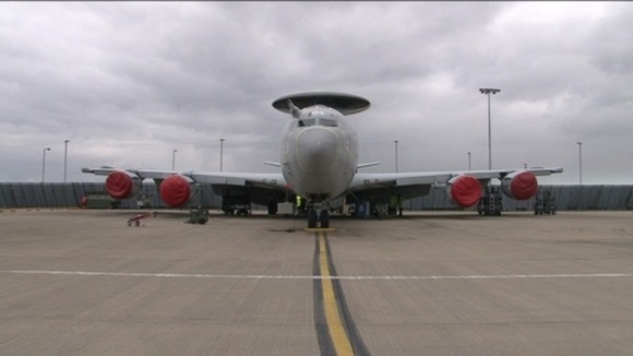 Surveillance plane at RAF Waddington