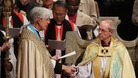 The Most Reverend Justin Welby sits in the Chair of St Augustine during his enthronement ceremony.
