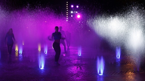 Dancers take part in a performance marking World Water Day in a fountain in Mexico City, Mexico