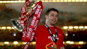 Leigh Halfpenny lifting the Six Nations' trophy