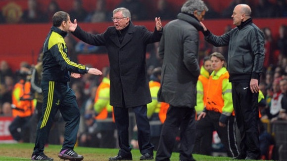 Sir Alex Ferguson protesting