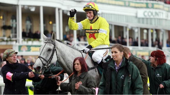 Daryl Jacob celebrates on Neptune Collonges