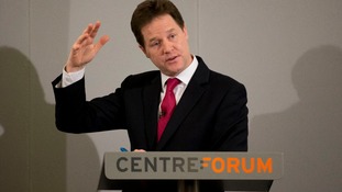 Deputy Prime Minister Nick Clegg speaking earlier today.
