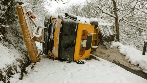 An upturned gritter in Wentnor, Shropshire