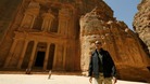 President Barack Obama stops to gaze at the Treasury in Petra.