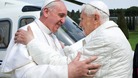 Pope Francis meets his predecessor Pope Emeritus Benedict XVI.