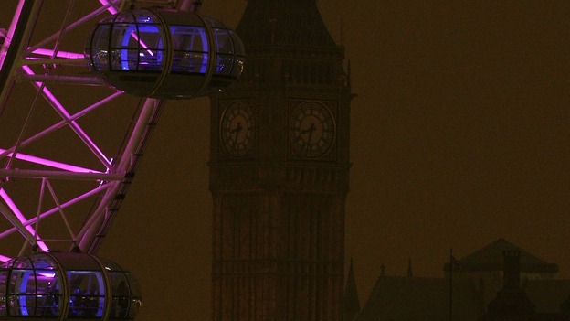 Elizabeth Tower, which houses Big Ben in London, in darkness as the lights were turned off to mark WWF's Earth Hour 2013