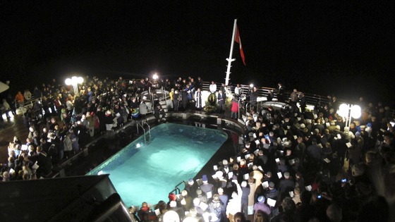 Prayers were said at the spot where Titanic sunk 100 years ago. 