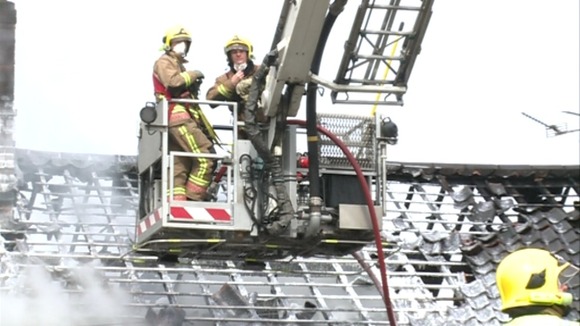 Crews view damage on Magpie Road, Norwich