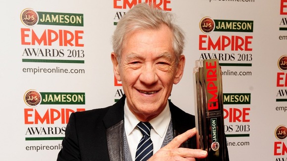 Sir Ian Mckellen with the Best Science Fiction Fantasy award.